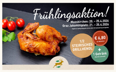 Frühlingsaktion Grillhendl mit Getränk